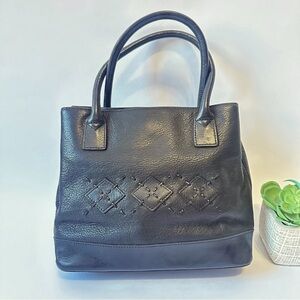 Wilsons Leather vintage black small tote patchwork stitch handbag mini tote